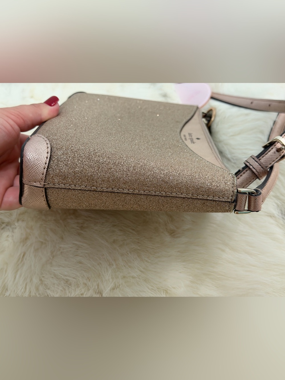 Kate Spade Rose Gold Glitter Shimmery Crossbody Bag - EUC - Picture 10 of 14